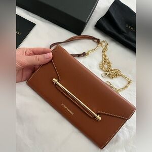 Strathberry Multrees Chain Wallet - Chestnut with Vanilla Stitch - LIKE NEW